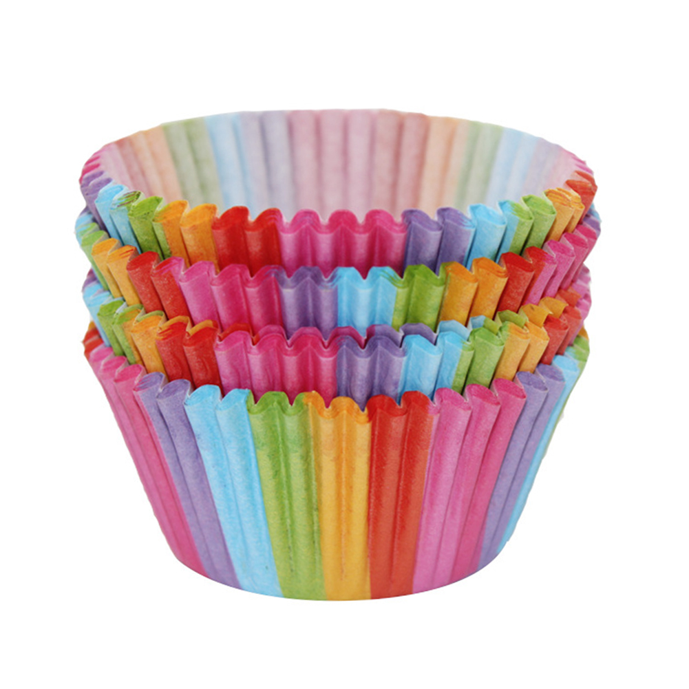 Rainbow Colored Paper Cup for Baking Set 100 Pcs