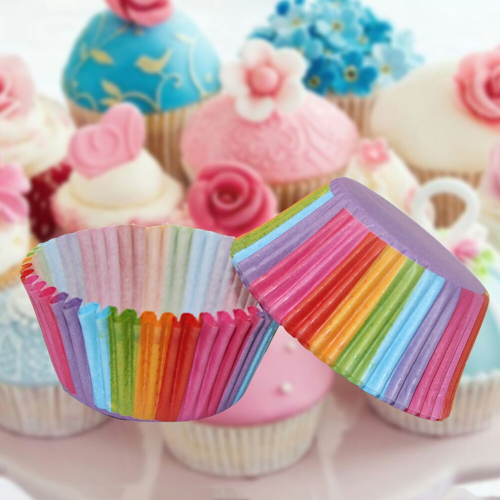 Rainbow Colored Paper Cup for Baking Set 100 Pcs