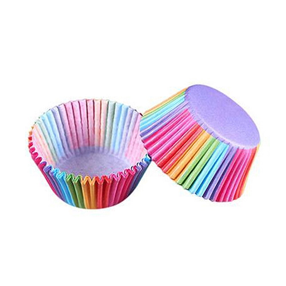 Rainbow Colored Paper Cup for Baking Set 100 Pcs